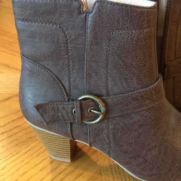 Brown Faux Leather Booties - Picture 4 of 8